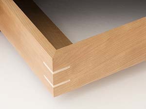 cherry float frame with maple spline